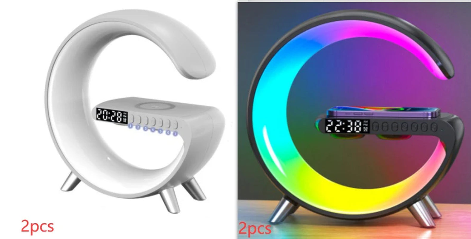G Shaped LED Lamp Bluetooth Speake Wireless Charger 
