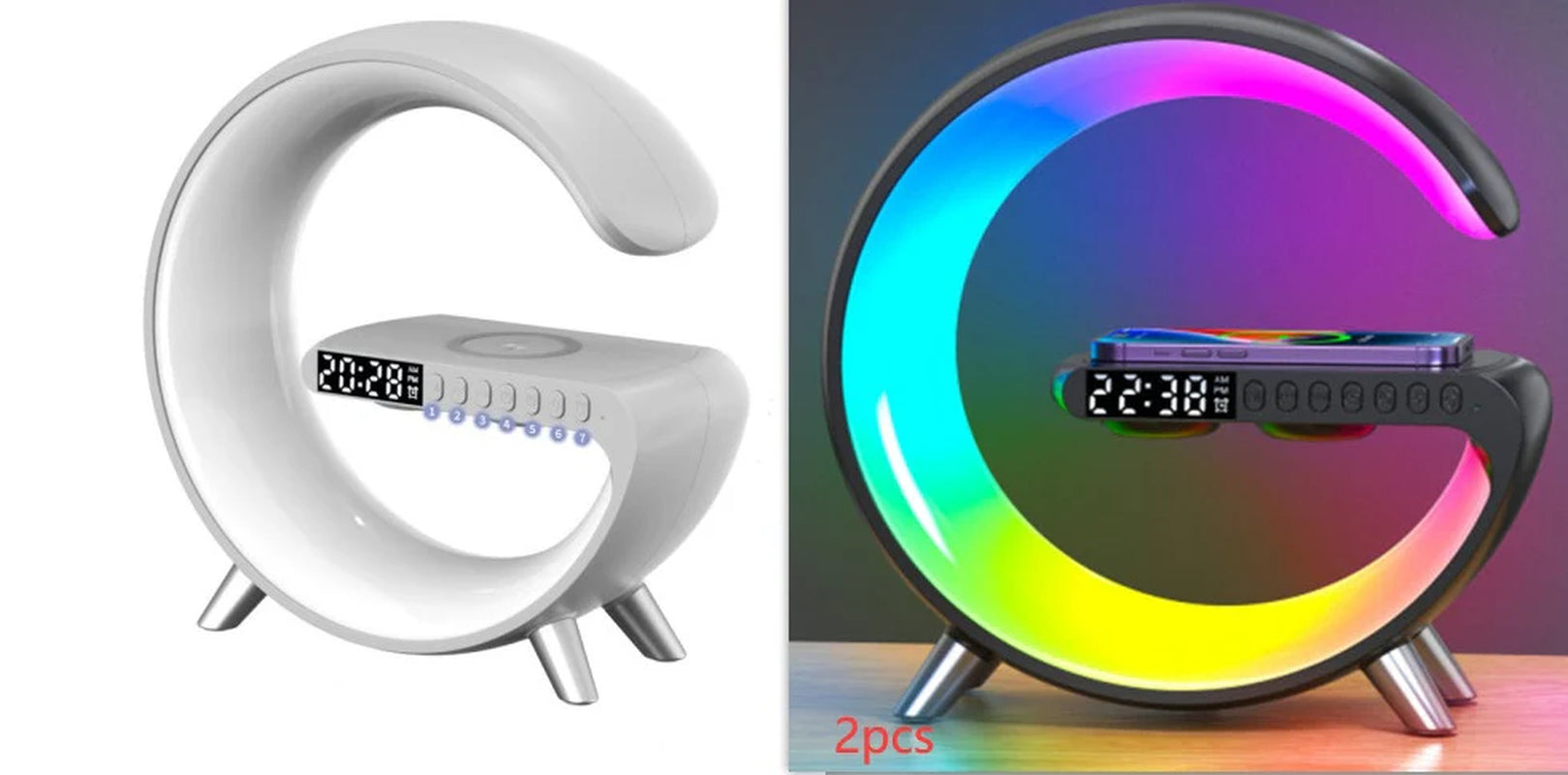 G Shaped LED Lamp Bluetooth Speake Wireless Charger 