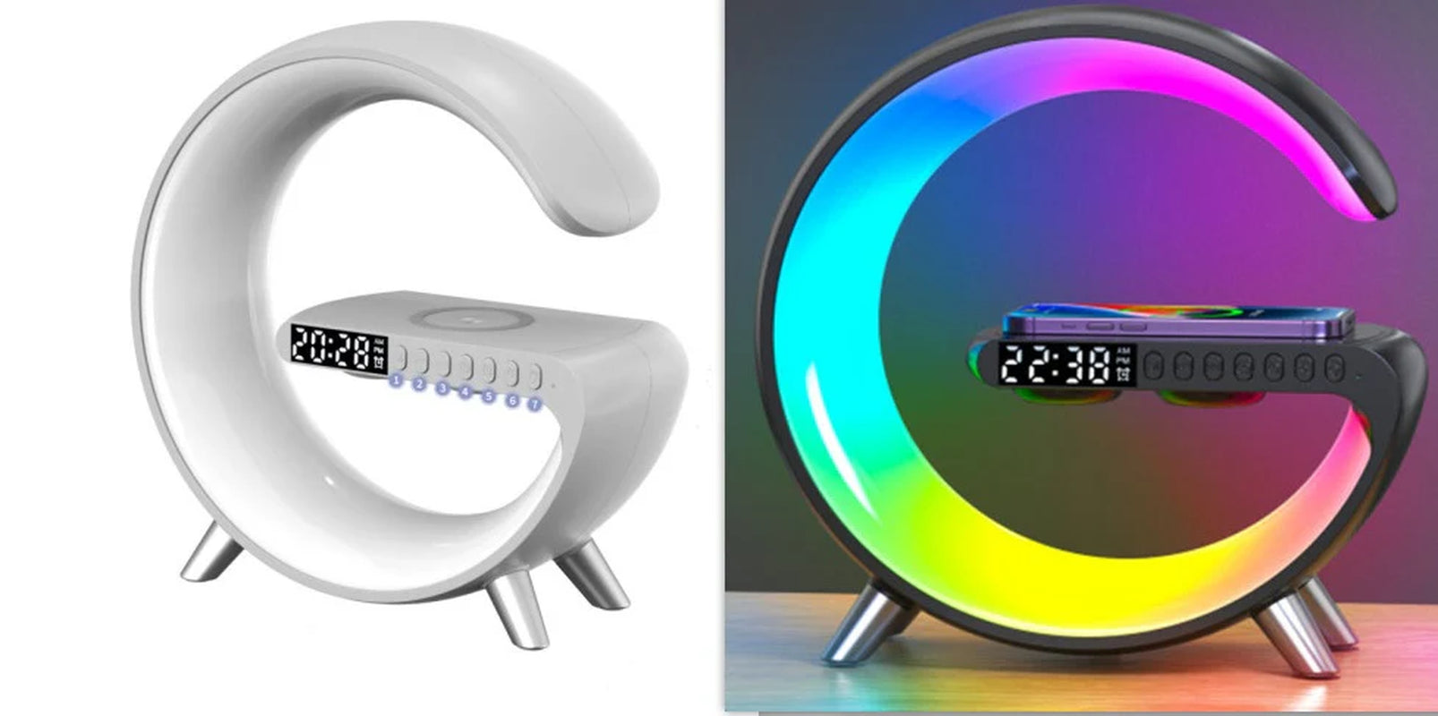 G Shaped LED Lamp Bluetooth Speake Wireless Charger 